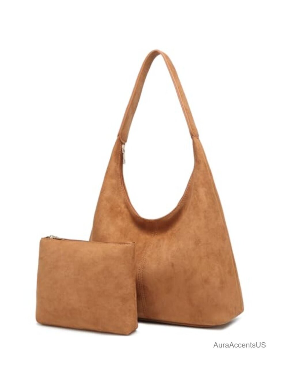 BAIKELI Faux Suede Slouchy Hobo Bag Soft Crescent Shoulder Purse Vegan